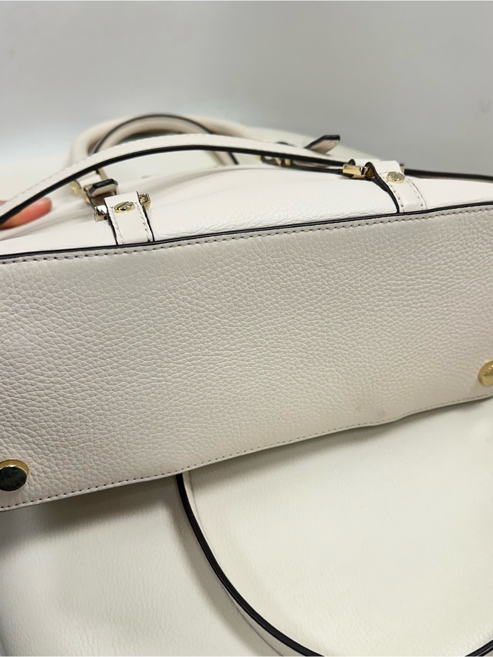 Michael Kors Cream Leather Satchel with Gold-Tone Hardware - Picture 6 of 10